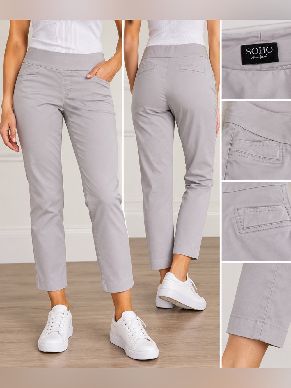 Soho Women's Gray Cropped Pull-On Pants